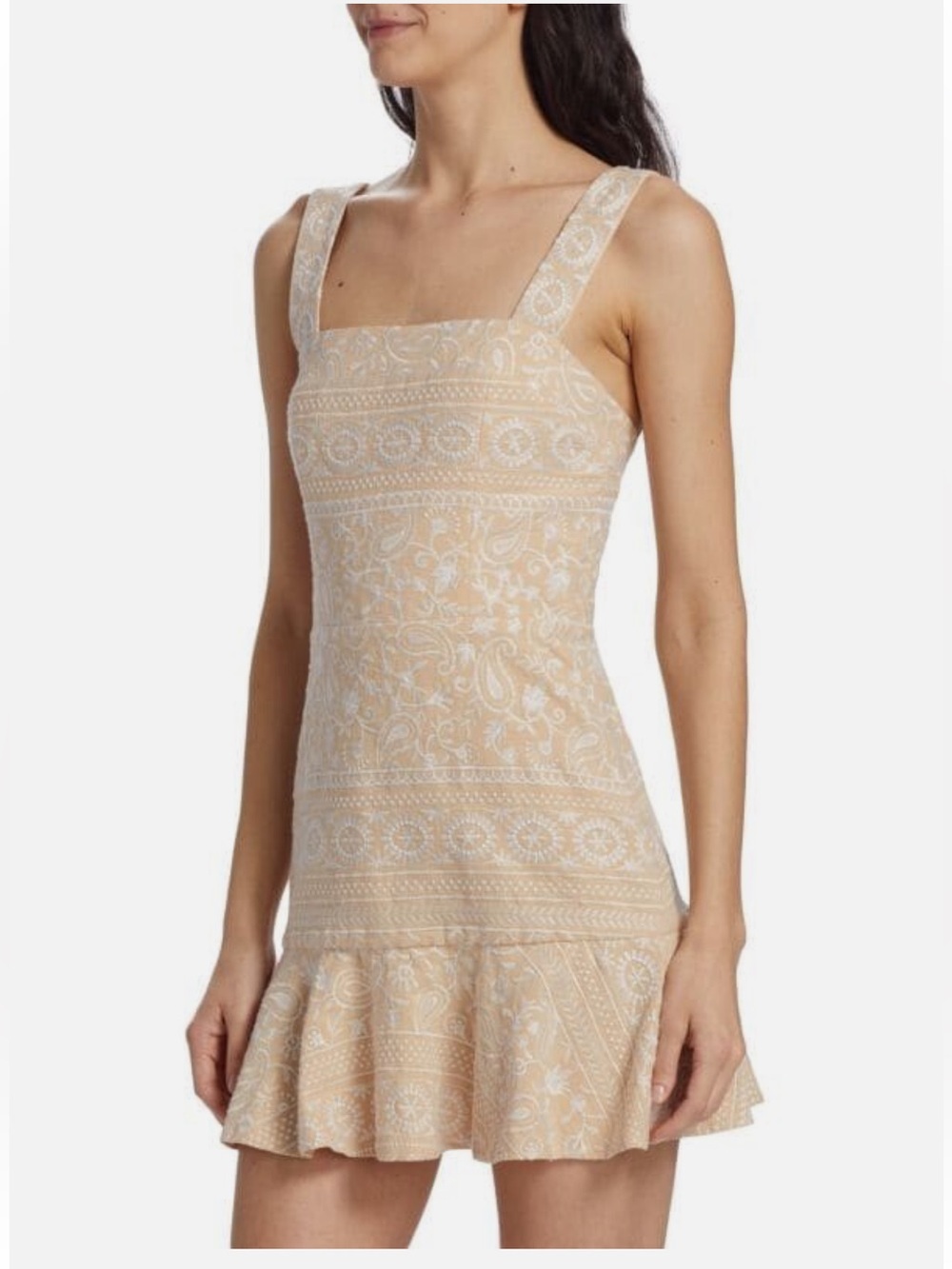 Alice + Olivia Kaidra Embroidered Square Neck Dress